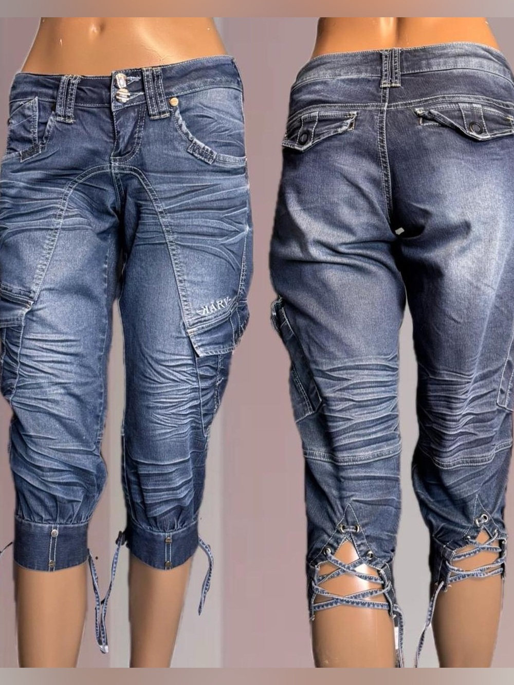 KARV Y2K LOW RISE Denim Capri Pants